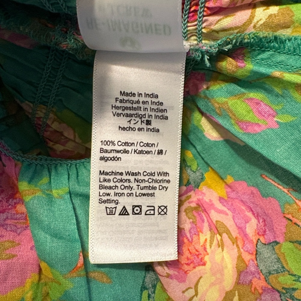 J. Crew Tie-Front Voile Camisole in Rose Garden Size Large Green Pink Summer - Picture 7 of 8